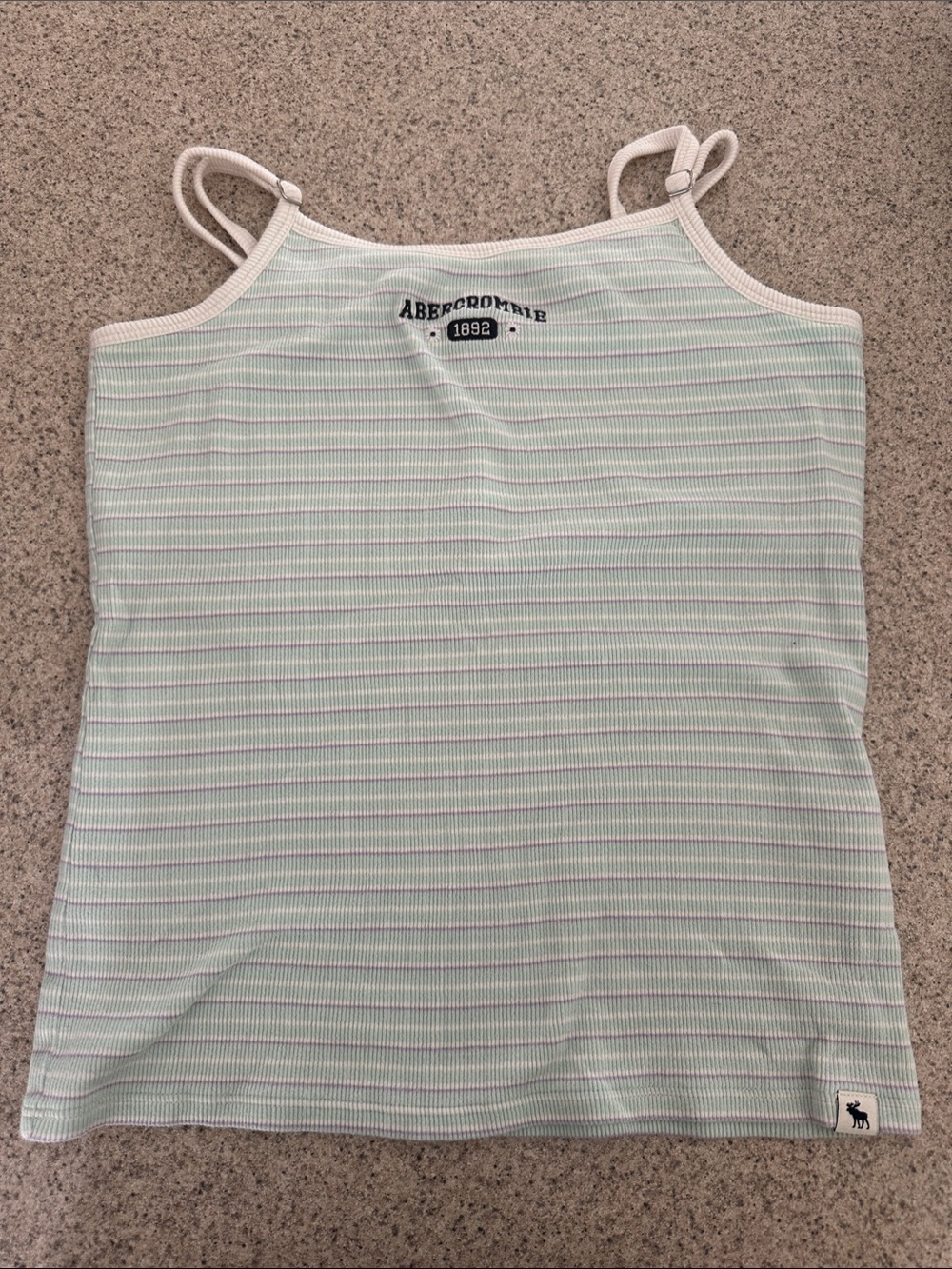 abercrombie kids Mint Green & White Striped Ribbed Tank Top